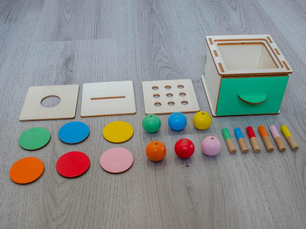 Montessori drevená vkladačka 3v1