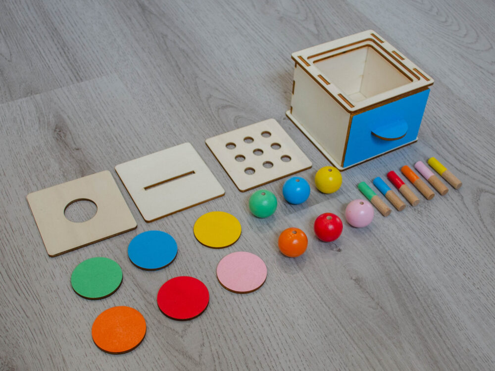 Montessori drevená vkladačka 3v1
