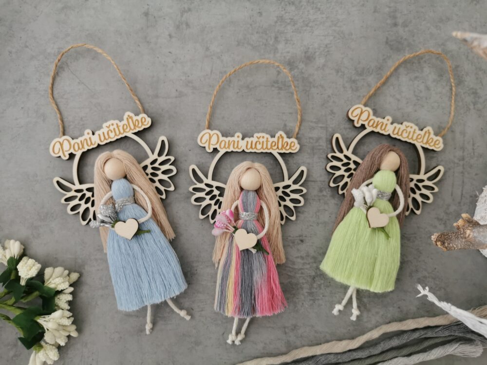 Macrame anjel na zavesenie
