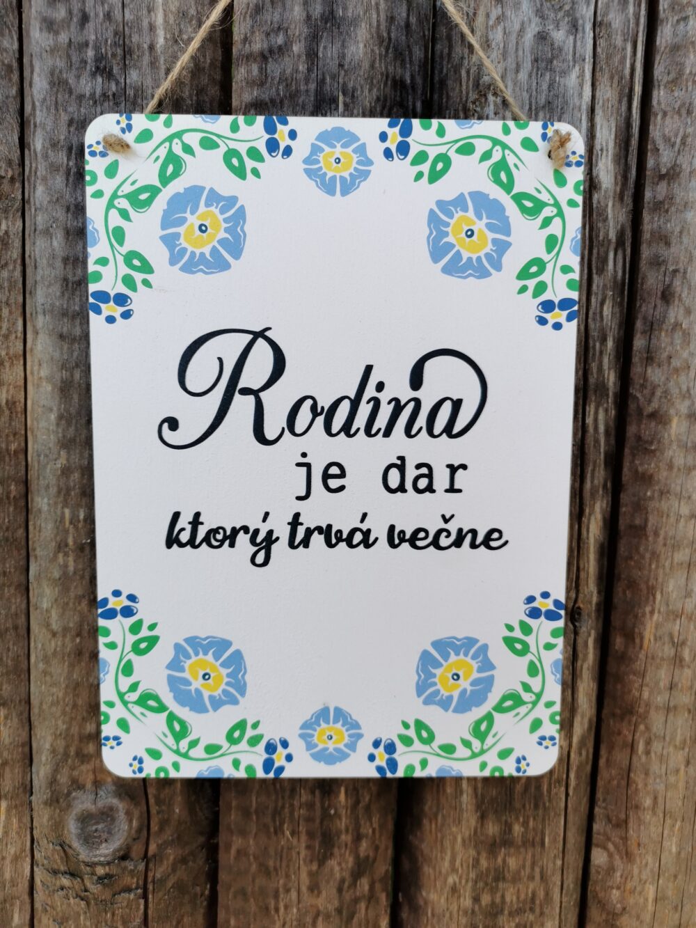 Drevená tabuľka Rodina s potlačou na zavesenie