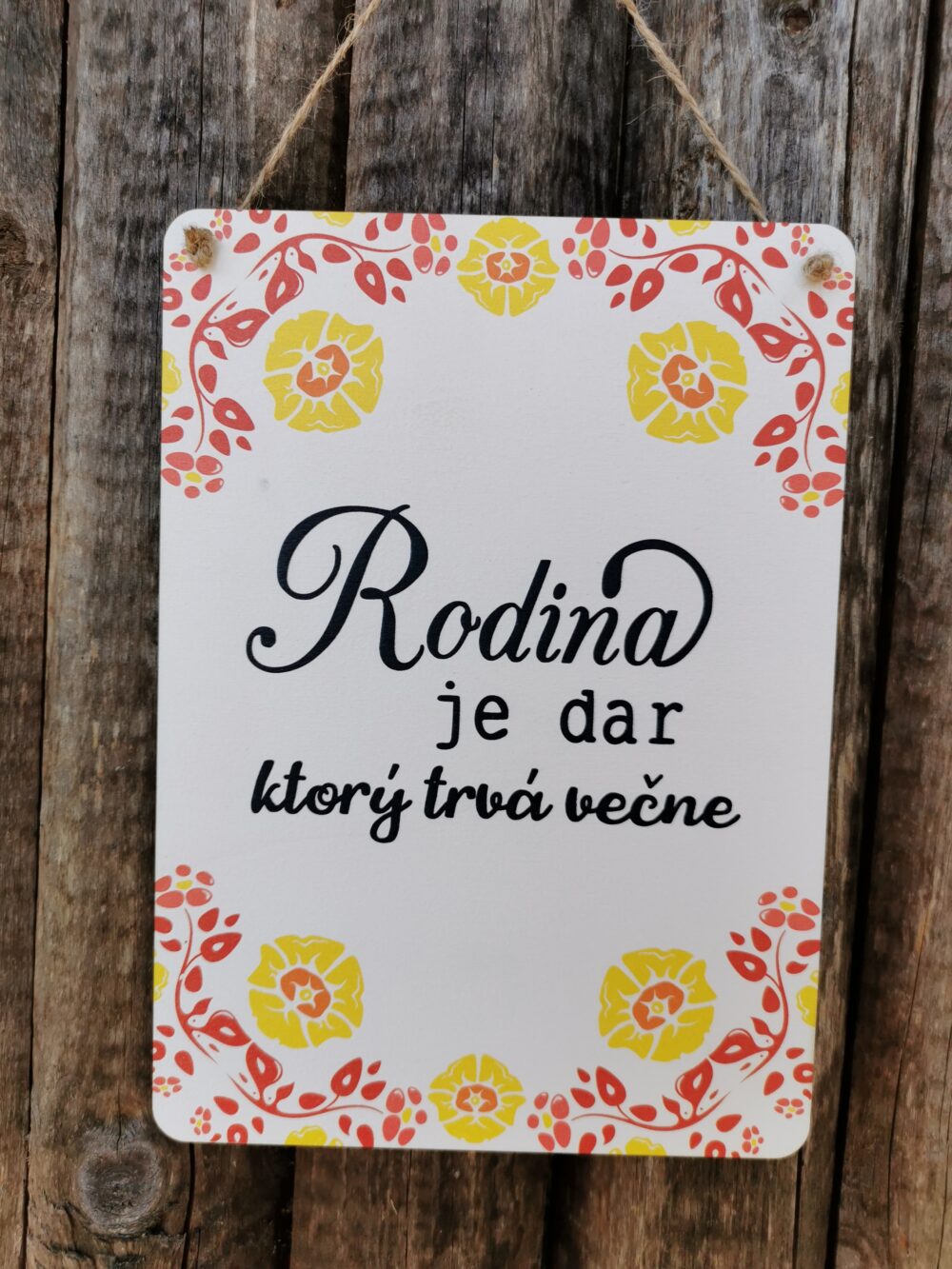 Drevená tabuľka Rodina s potlačou na zavesenie