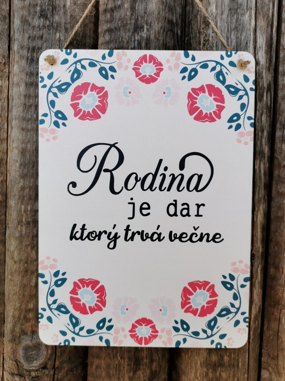 Drevená tabuľka Rodina s potlačou na zavesenie